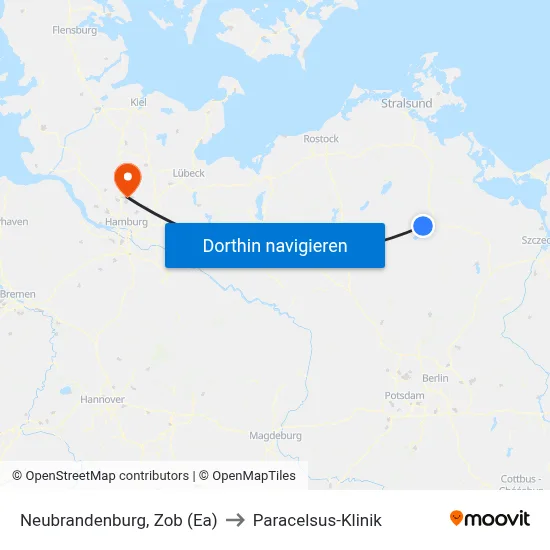 Neubrandenburg, Zob (Ea) to Paracelsus-Klinik map