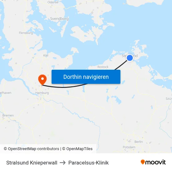 Stralsund Knieperwall to Paracelsus-Klinik map