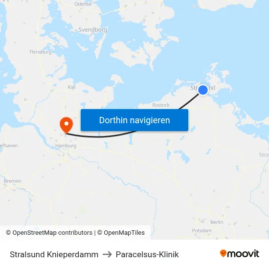 Stralsund Knieperdamm to Paracelsus-Klinik map