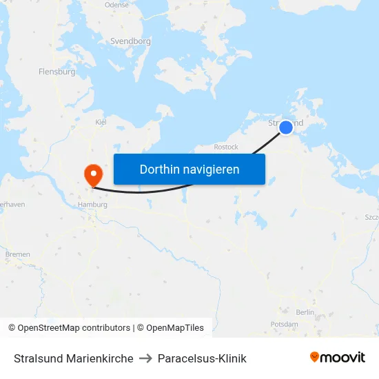 Stralsund Marienkirche to Paracelsus-Klinik map