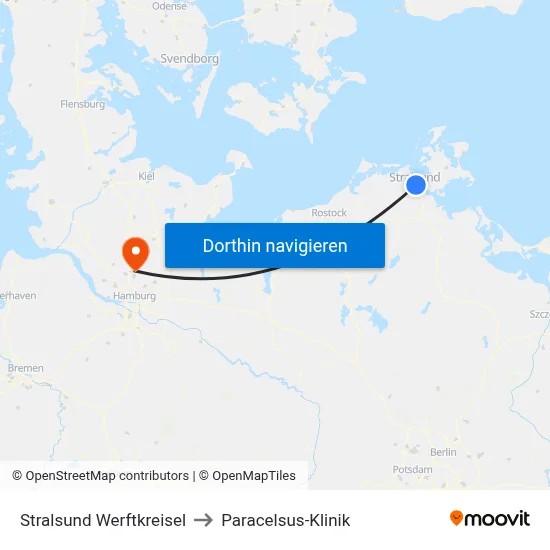Stralsund Werftkreisel to Paracelsus-Klinik map