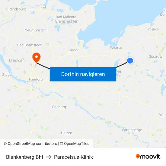 Blankenberg Bhf to Paracelsus-Klinik map