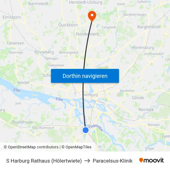S Harburg Rathaus (Hölertwiete) to Paracelsus-Klinik map
