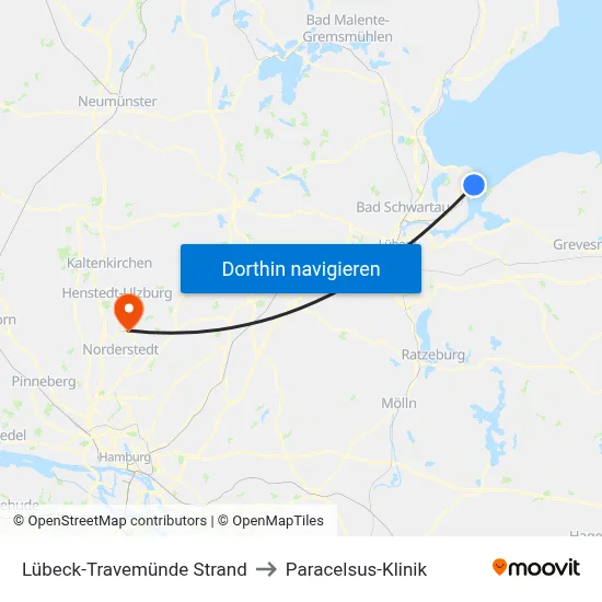 Lübeck-Travemünde Strand to Paracelsus-Klinik map