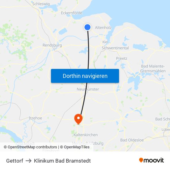 Gettorf to Klinikum Bad Bramstedt map