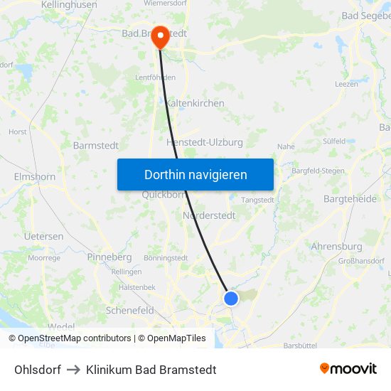 Ohlsdorf to Klinikum Bad Bramstedt map