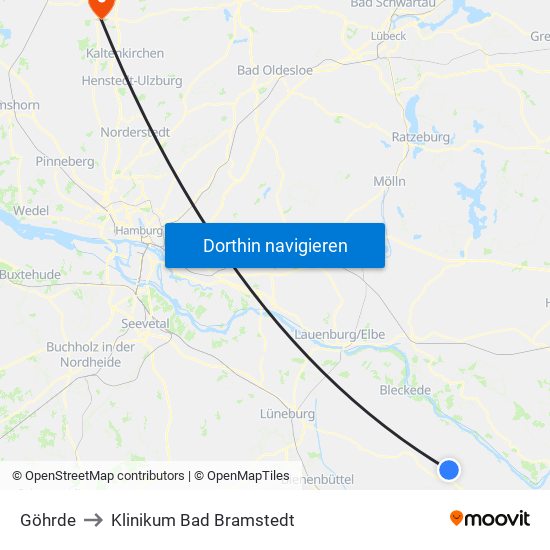 Göhrde to Klinikum Bad Bramstedt map