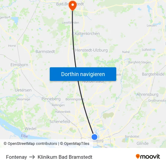 Fontenay to Klinikum Bad Bramstedt map