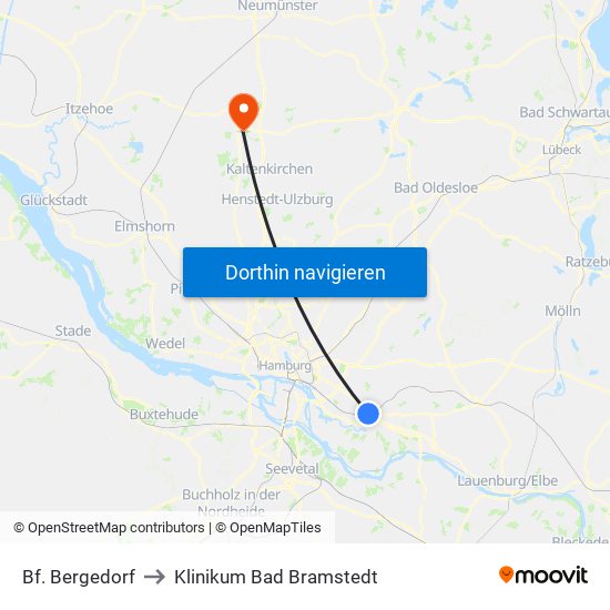 Bf. Bergedorf to Klinikum Bad Bramstedt map