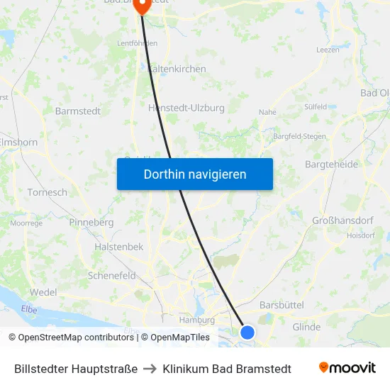 Billstedter Hauptstraße to Klinikum Bad Bramstedt map