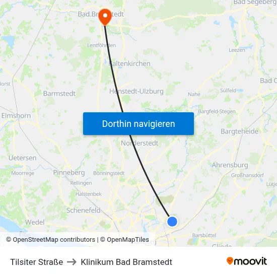 Tilsiter Straße to Klinikum Bad Bramstedt map