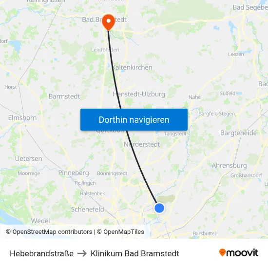 Hebebrandstraße to Klinikum Bad Bramstedt map