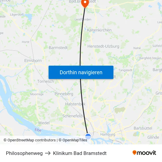 Philosophenweg to Klinikum Bad Bramstedt map