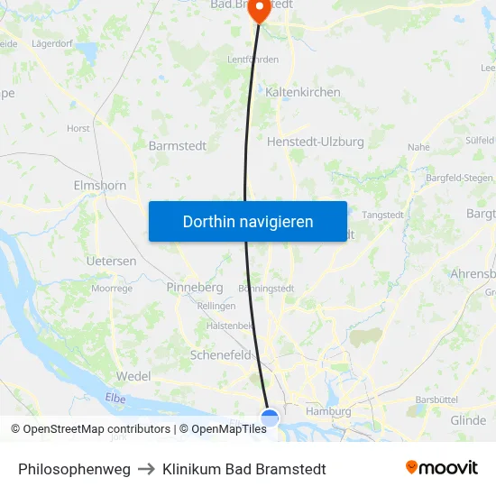 Philosophenweg to Klinikum Bad Bramstedt map