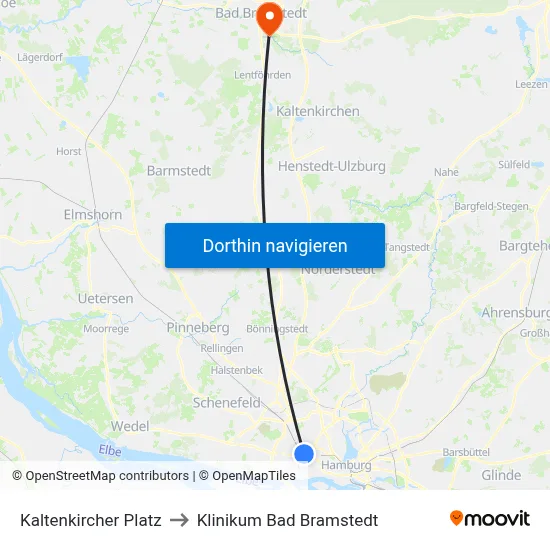 Kaltenkircher Platz to Klinikum Bad Bramstedt map