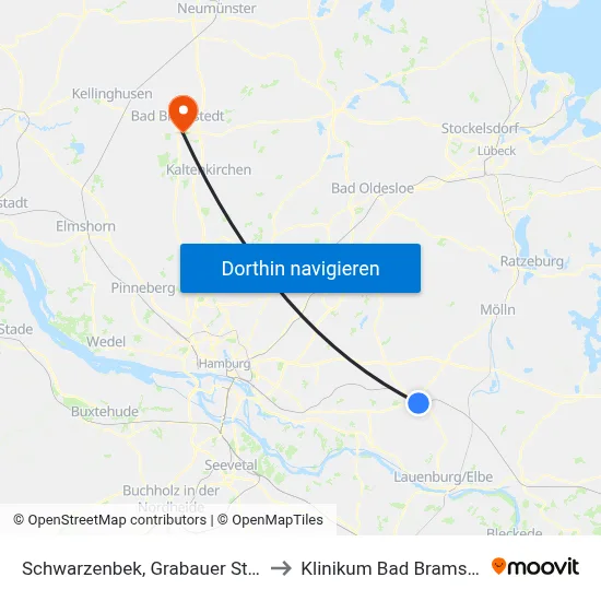 Schwarzenbek, Grabauer Straße to Klinikum Bad Bramstedt map
