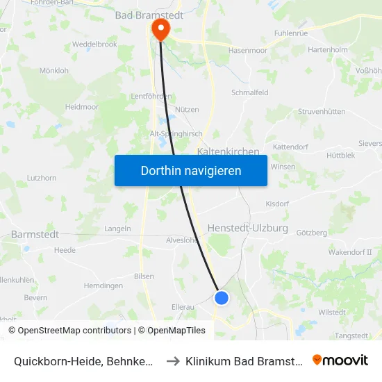 Quickborn-Heide, Behnkeweg to Klinikum Bad Bramstedt map