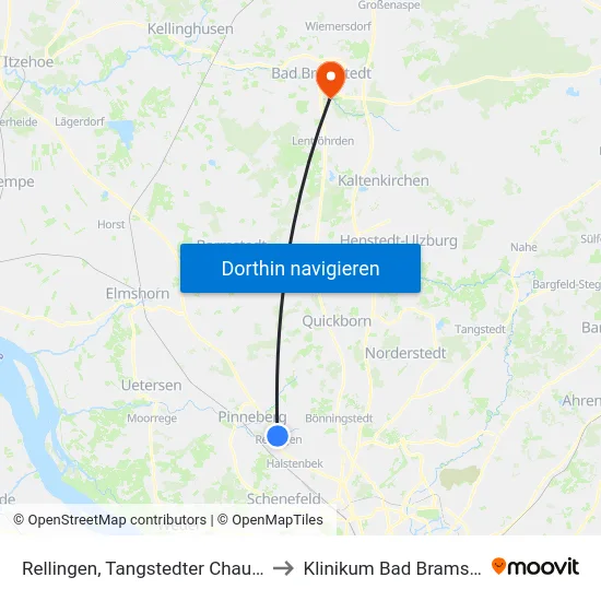 Rellingen, Tangstedter Chaussee to Klinikum Bad Bramstedt map