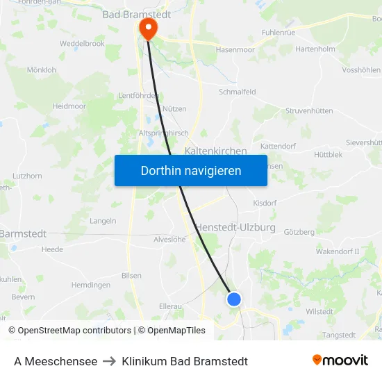 A Meeschensee to Klinikum Bad Bramstedt map