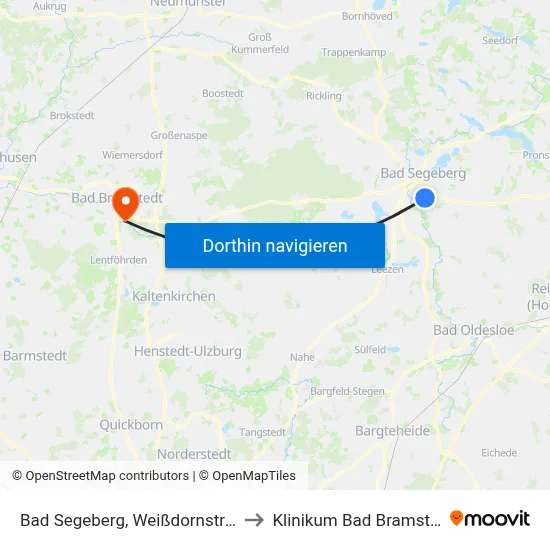 Bad Segeberg, Weißdornstraße to Klinikum Bad Bramstedt map