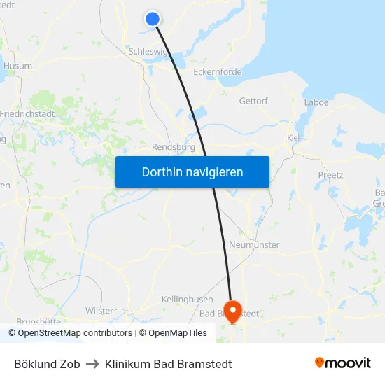Böklund Zob to Klinikum Bad Bramstedt map