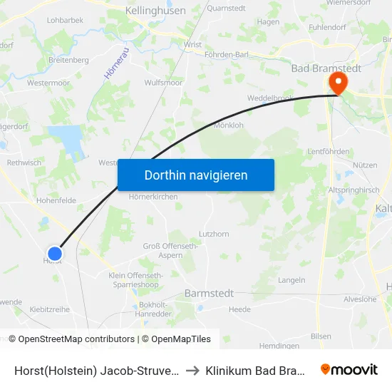 Horst(Holstein) Jacob-Struve-Schule to Klinikum Bad Bramstedt map