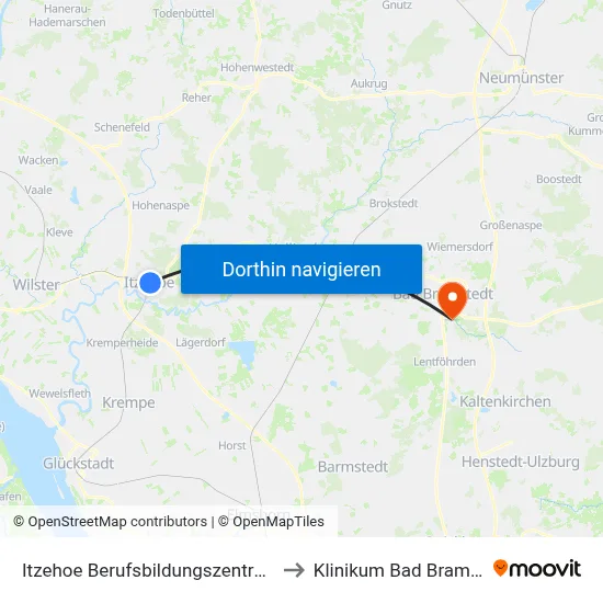 Itzehoe Berufsbildungszentrum Rbz to Klinikum Bad Bramstedt map