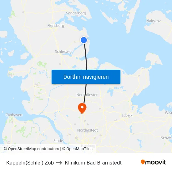 Kappeln(Schlei) Zob to Klinikum Bad Bramstedt map
