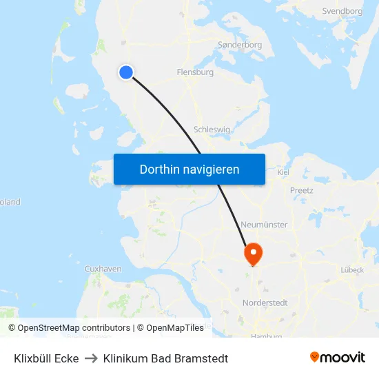 Klixbüll Ecke to Klinikum Bad Bramstedt map