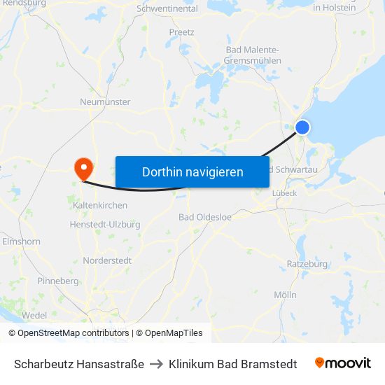 Scharbeutz Hansastraße to Klinikum Bad Bramstedt map