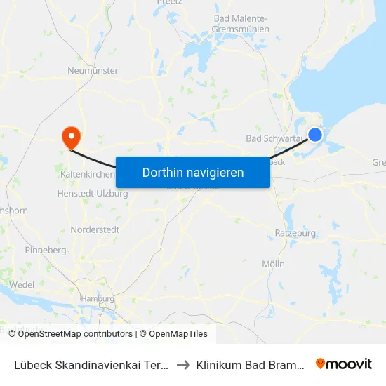 Lübeck Skandinavienkai Terminal to Klinikum Bad Bramstedt map