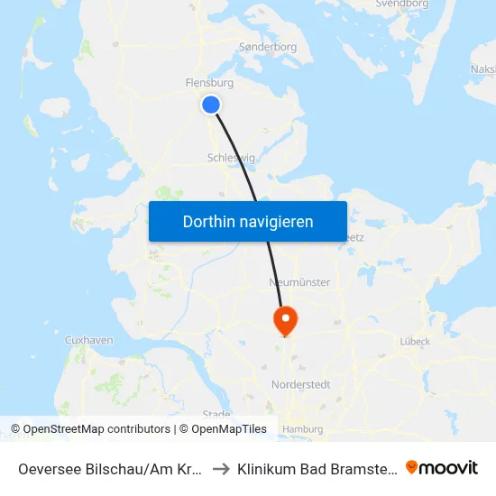 Oeversee Bilschau/Am Krug to Klinikum Bad Bramstedt map