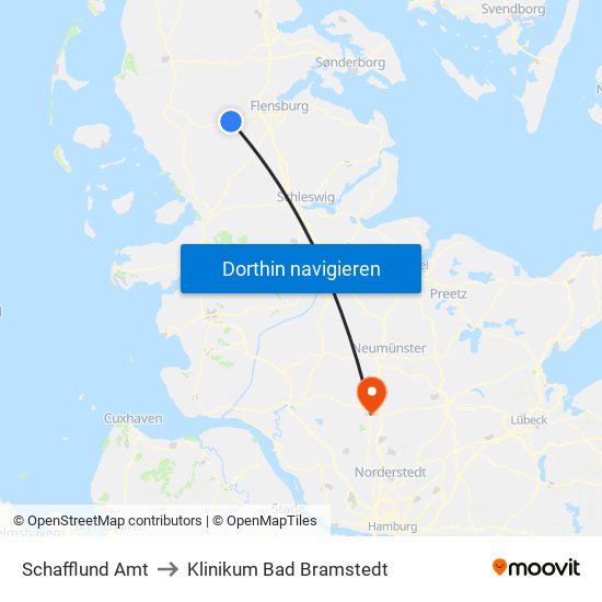 Schafflund Amt to Klinikum Bad Bramstedt map