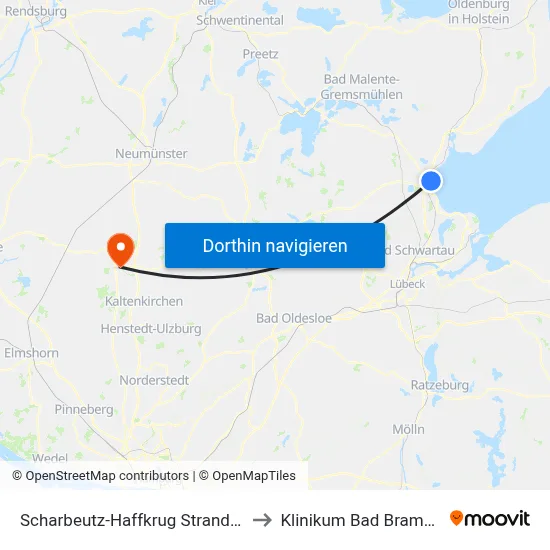 Scharbeutz-Haffkrug Strandwiese to Klinikum Bad Bramstedt map