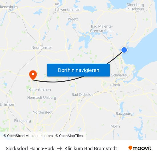 Sierksdorf Hansa-Park to Klinikum Bad Bramstedt map