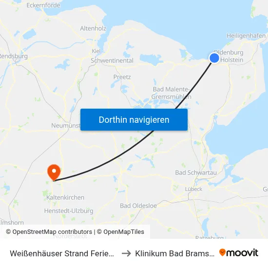Weißenhäuser Strand Ferienpark to Klinikum Bad Bramstedt map