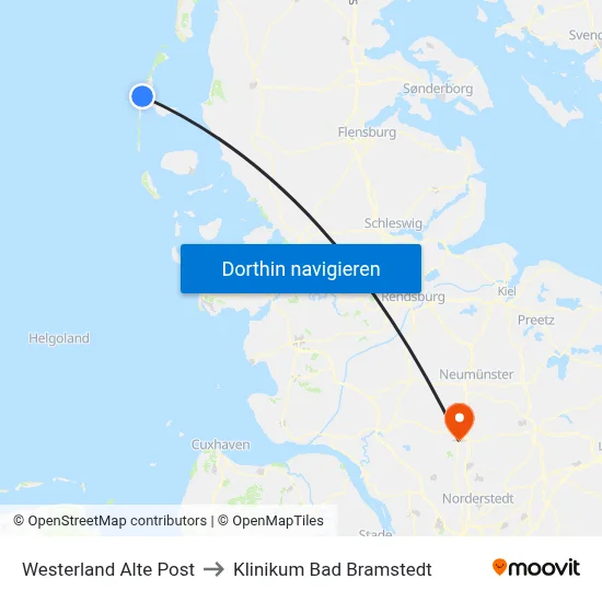 Westerland Alte Post to Klinikum Bad Bramstedt map