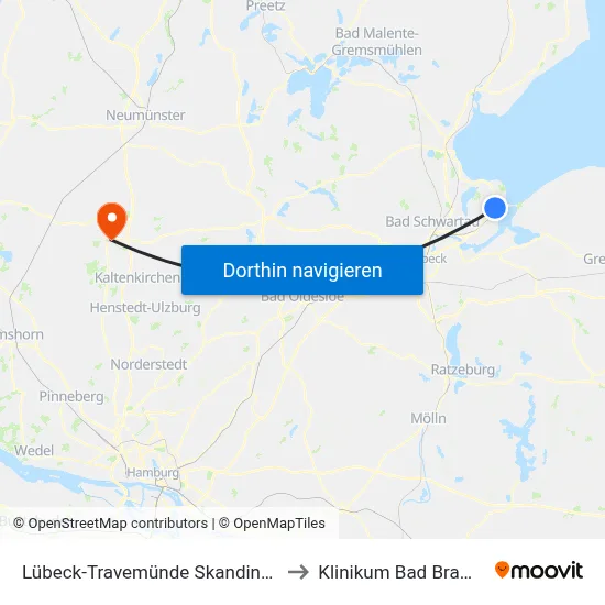 Lübeck-Travemünde Skandinavienkai to Klinikum Bad Bramstedt map