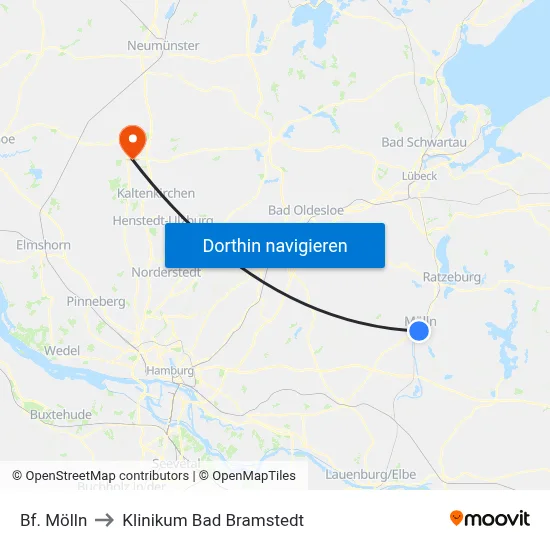 Bf. Mölln to Klinikum Bad Bramstedt map