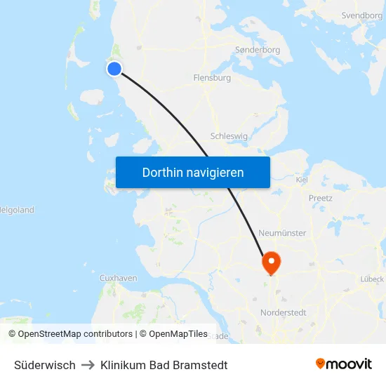 Süderwisch to Klinikum Bad Bramstedt map