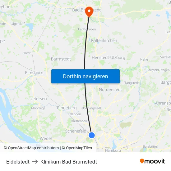 Eidelstedt to Klinikum Bad Bramstedt map