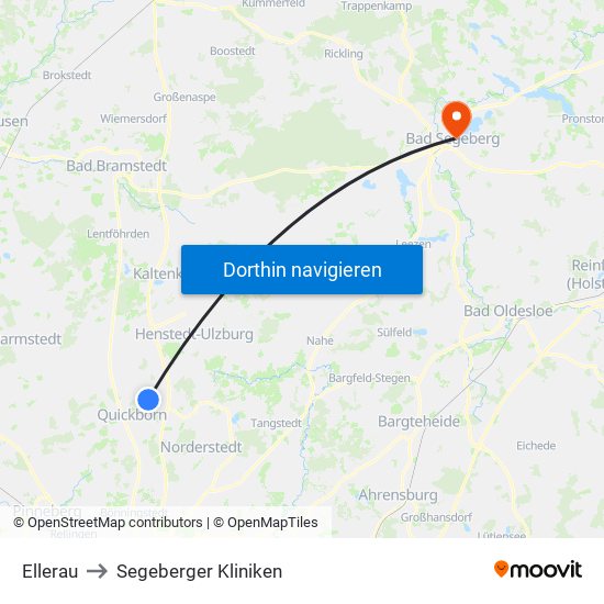 Ellerau to Segeberger Kliniken map