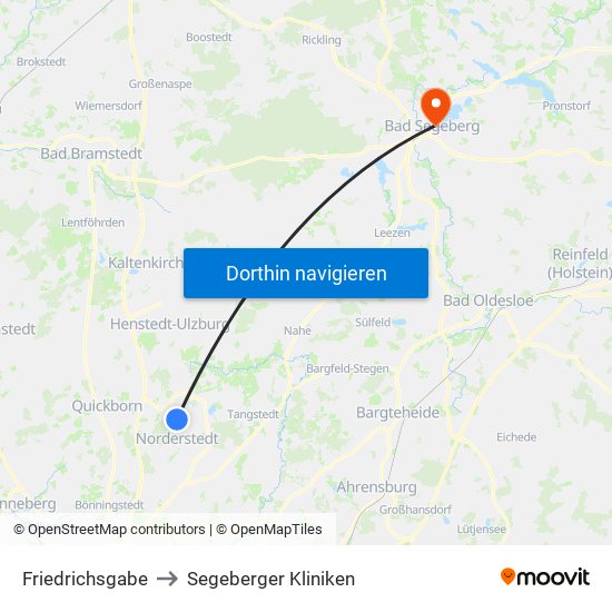 Friedrichsgabe to Segeberger Kliniken map