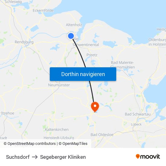 Suchsdorf to Segeberger Kliniken map