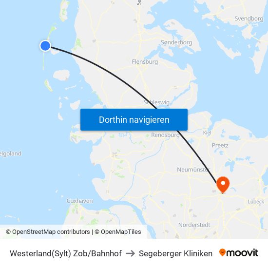 Westerland(Sylt) Zob/Bahnhof to Segeberger Kliniken map