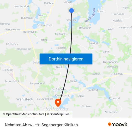 Nehmten Abzw. to Segeberger Kliniken map