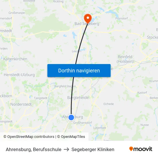 Ahrensburg, Berufsschule to Segeberger Kliniken map