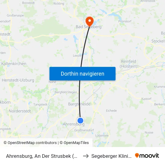 Ahrensburg, An Der Strusbek (Mitte) to Segeberger Kliniken map