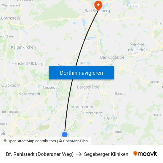 Bf. Rahlstedt (Doberaner Weg) to Segeberger Kliniken map