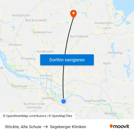 Stöckte, Alte Schule to Segeberger Kliniken map